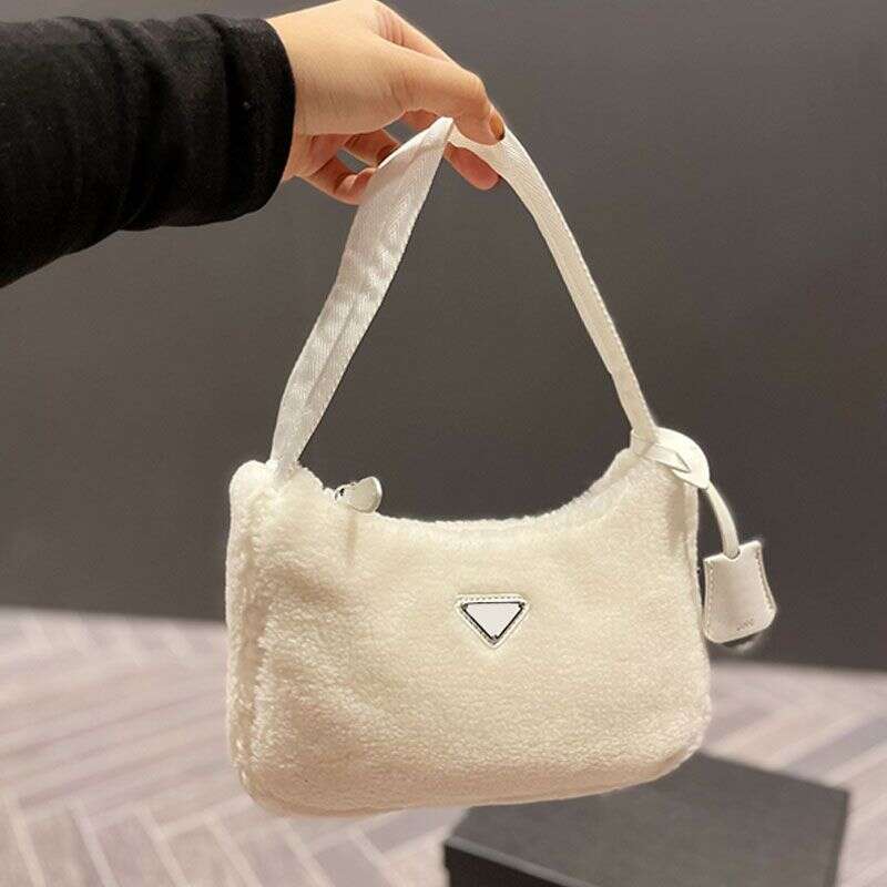 

Evening Bags Wool Hobo Bag Lamb Soft Shoulder Underarm Bag Women Handbags Armpit Bags Classics Plush Purse Zipper Classic Triangular Sequin, Blue