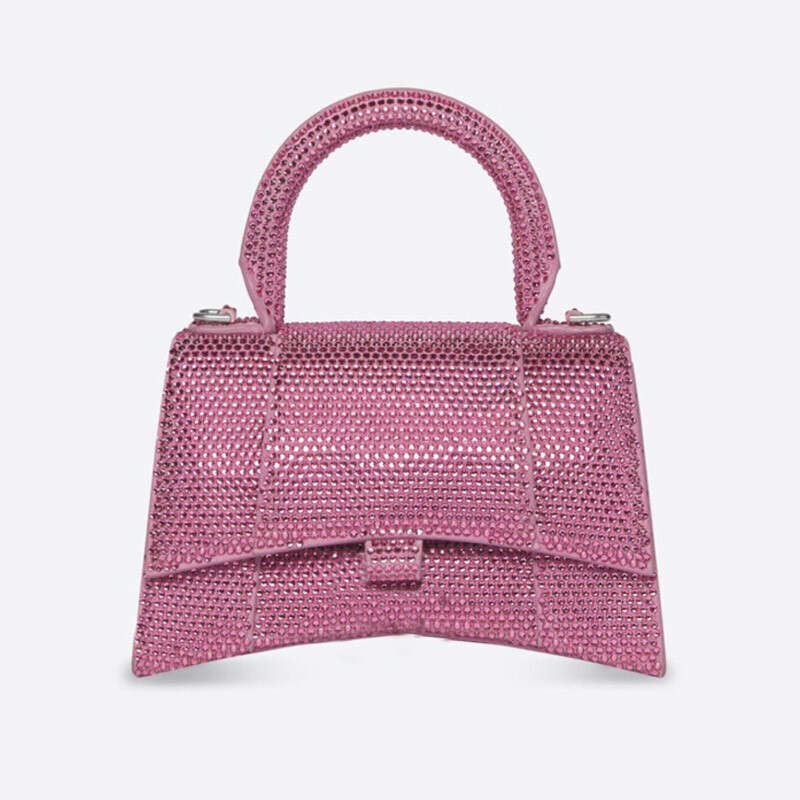 

Evening Bags Hourglass Bag Half Moon Crescent Bags Diamante Handbag Purse Full Rhinestone Classic Letter Buckle High Quality Flap Crossbody Purse, Beige