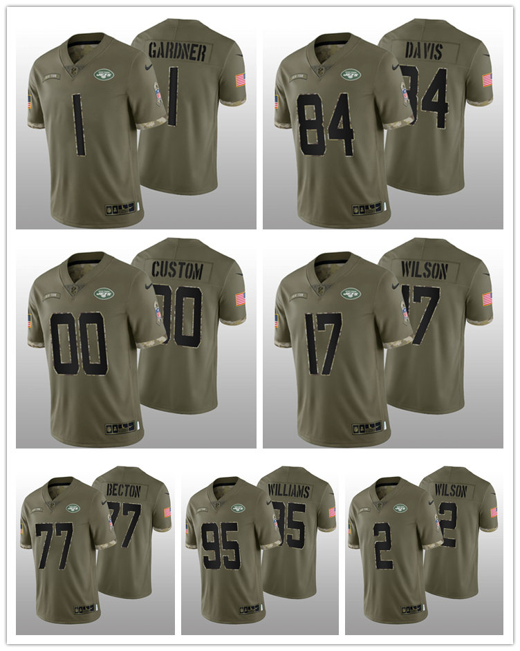 

Football Jersey New York''Jets''MEN Zach Wilson Ahmad Gardner Garrett Wilson Quinnen Williams Mekhi Becton 2022 Salute To Service