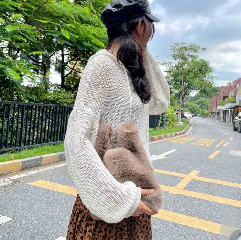 

HBP Evening Bags Plush Bag Super Nice Women Go Out in Autumn and Winter Pure Color Net Red Ins Portable Cute 220826, Black11