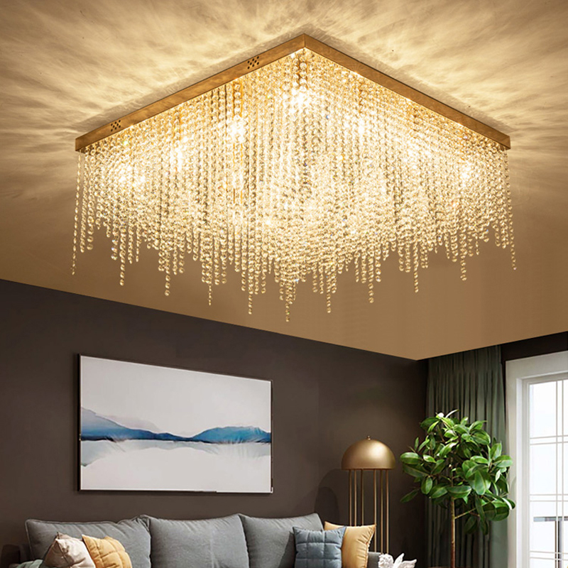 

Postmodern Gold Crystal Ceiling Lights Creative Bedroom LED Light Fixtures Luxury Designer Living Room Restaurant Ceiling Lamps Personality Tassel Home Lighting