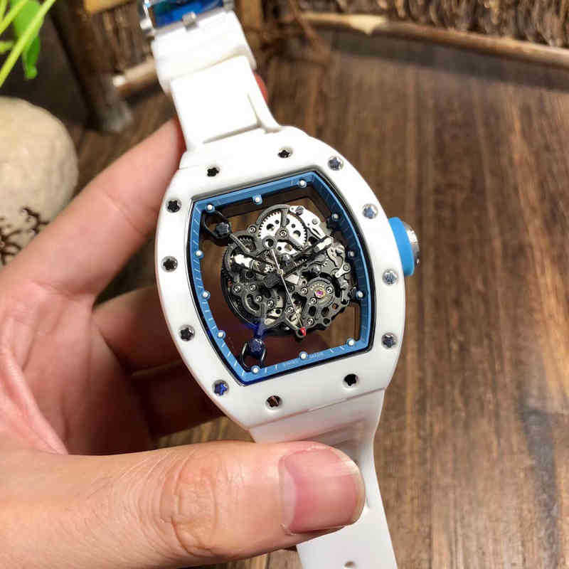 

watches wristwatch Luxury richa milles designer men's fully automatic mechanical watch white ceramic hollow out personalized adhesive tape, Same price