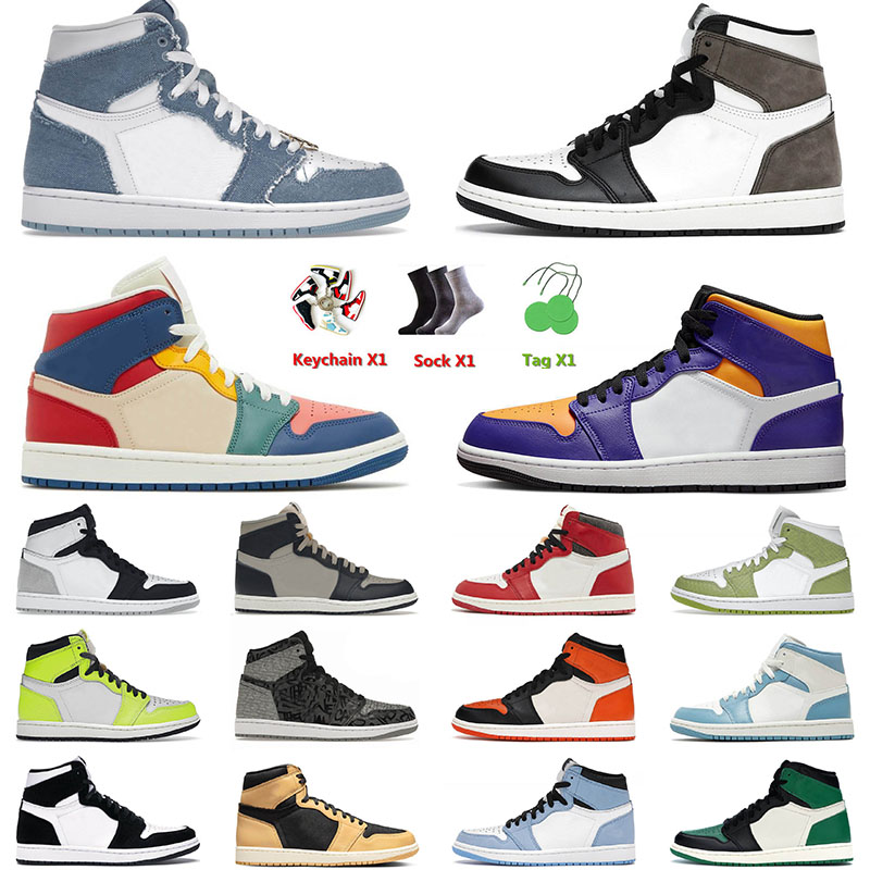 

2023 Arrival Men Basketball Shoes 1 1s Off Denim Grey Fog University Blue Hyper Royal Chicago Carbon Fiber Court Purple White Sneakers Trainers Sports 36-46, D21 high obsidian unc