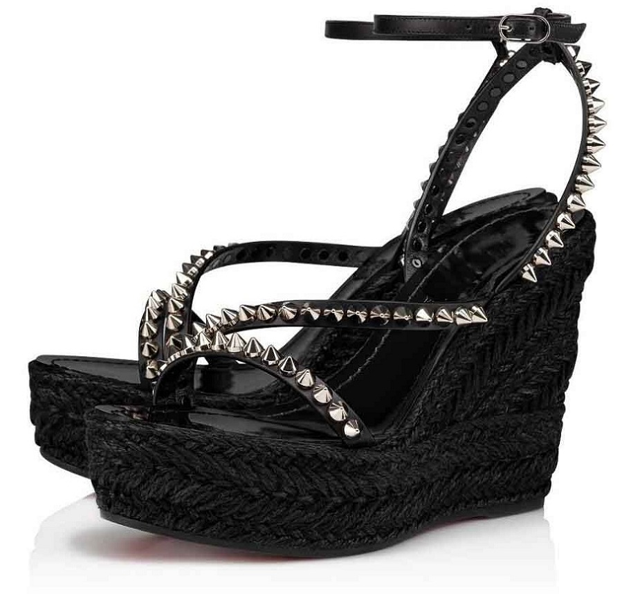 

Fashion Mafaldina Zeppa Sandals Shoes Women Wedges Braided Espadrilles Patent Calf Leather Straps Lady Party Wedding Dress Sexy Sandalias EU35-44