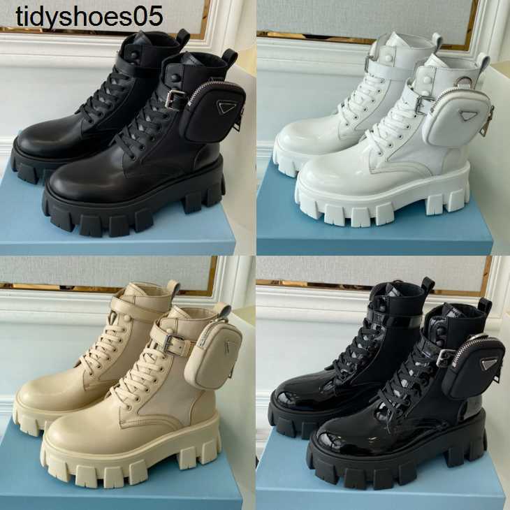 

New Designer Men Women Boots Monolith shiny Detachable Nylon Pouch Combat Shoes nylon Hailf Outdoor Thick Bottom Mid-length Boot 35-46, 11