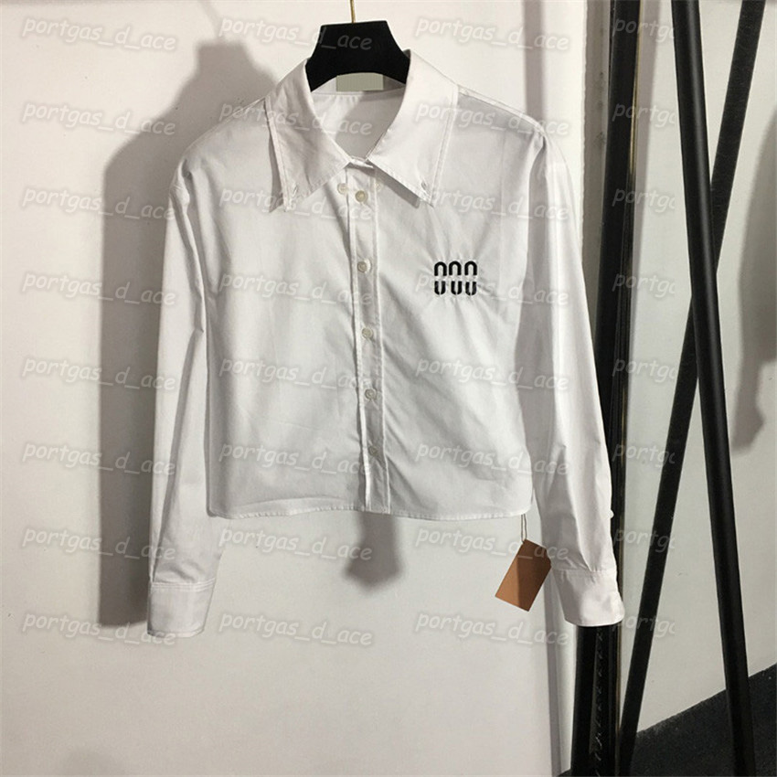 

Women' T-shirt Cropped Womens t Shirt Letters Embroidered Women Blouse White Long Sleeve Shirts, Blue with label#20225960