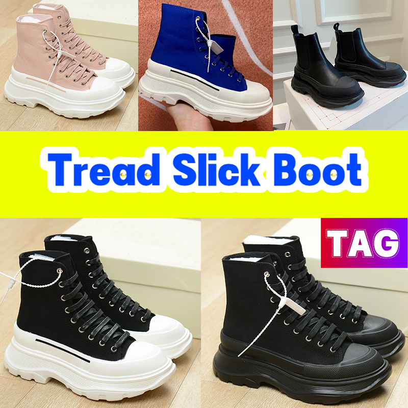

Tread Slick Boots Designer women Half Ankle Boot platform canvas leather woman shoes white black magnolia royal blue womans Sneakers fashion lace-up Trainers, Shoes box