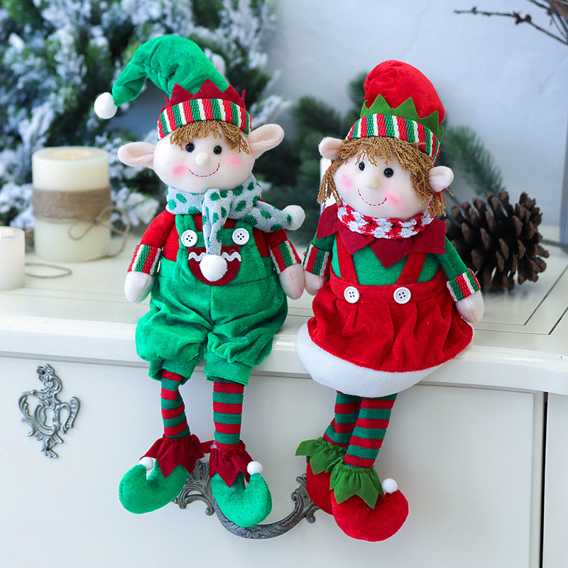

Christmas Decorations Plush Doll 48cm Hanging Leg Elf Sitting Dolls Ornament Children's Gift New Year's Ornaments C67
