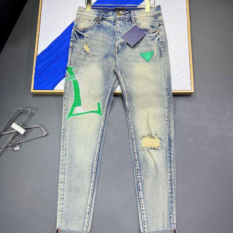 

22ss mens jeans luxury designer pants V uitton logo embroidery trousers man hip hop loose plus size casual pantss 4xl 5xl, No.19