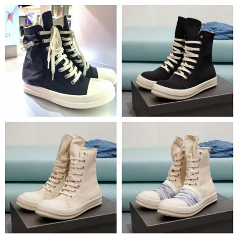 

Designer Boots Rick Sneakers Boot Canvas Shoes Glamour Grunge Gothic Shoe High Top Owen Booties Black Lace Up Breathable Men Women Boot, Color 4
