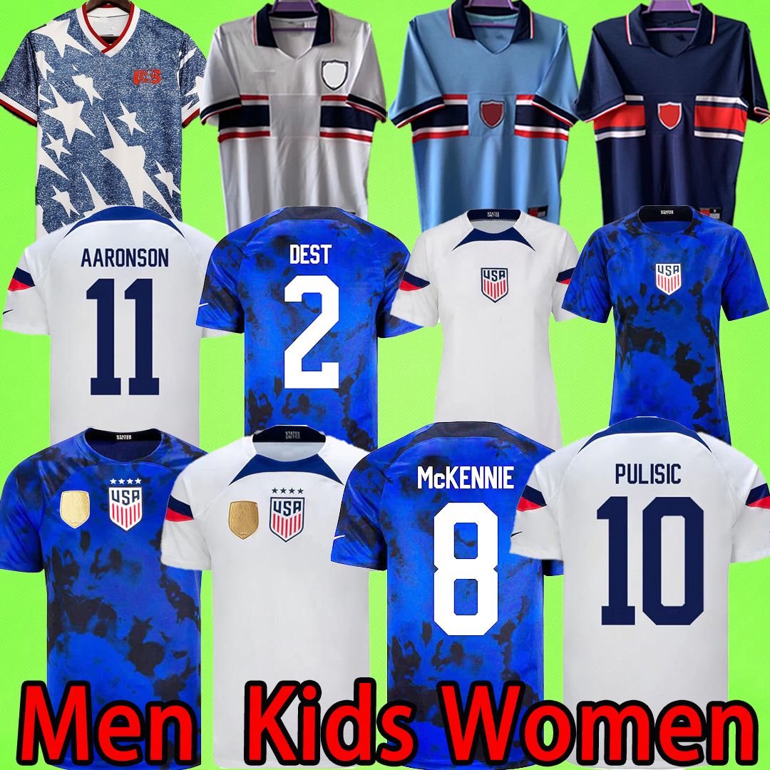 

2022 UsAs America soccer jerseys American 2023 PULISIC AARONSON  23 football shirt world cup uniform 1994 retro vintage 94 United kids kit states home away men women, 2022 home4