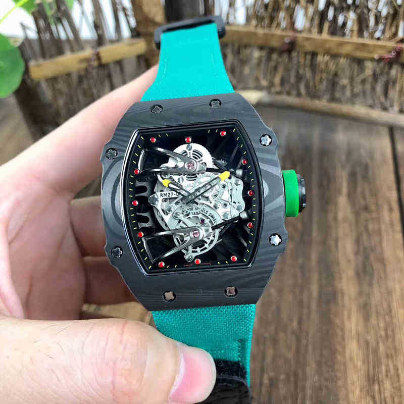 

watches wristwatch Luxury richa milles designer Chao carbon fiber men's automatic mechanical watch hollowed out fashion light tape Sports Fashion Technology, Same price