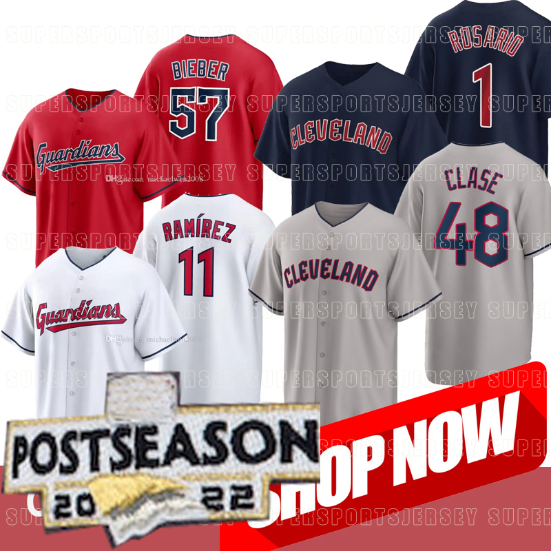 

Guardians Jerseys Postseason 2022 Clevelands Amed Rosario Jose Ramirez Myles Straw Steven Kwan Andres Gimenez Naylor Austin Hedges Shane Bieber Emmanuel Clase 1, Men felx base no postseason patch