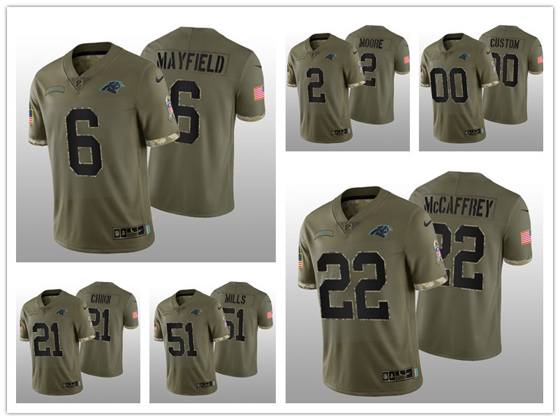 

Football Jersey Carolina''Panthers''MEN Jeremy Chinn Christian McCaffrey D. J. Moore Baker Mayfield Sam Mills 2022 Salute To Service