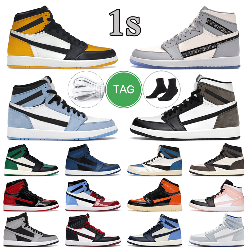 easy refund 1 Retro High OG Yellow Toe basketball shoes men women 1s Dark Mocha University Blue Hyper Royal Patent Bred Light Smoke Grey mens tra