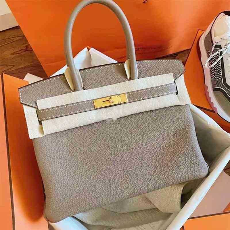 

Herme birkins Birkins Handbags Custom Designer Leather 2022 Fashion French Minority High-grade Texture Messenger Bag Women's Summer, Elephant grey (30cm)