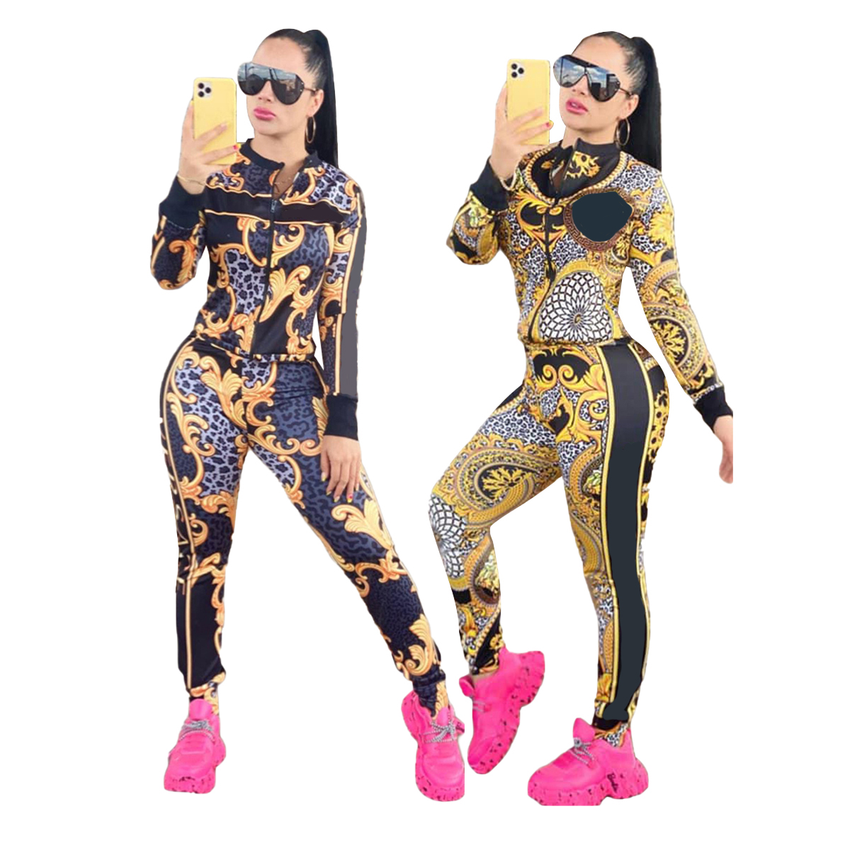 

Womens Tracksuits Fashion 2 Piece Suit Women Fitness Tracksuits Sweatsuit Zipper Sweatshirt Jacket Jogger Pants Set, J2742