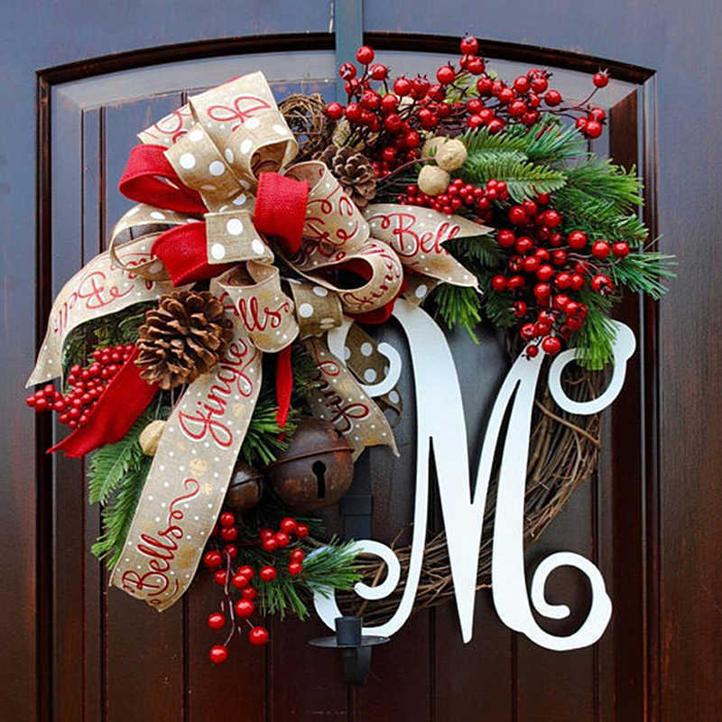 

Decorative Flowers Wreaths Christmas Door Wreath Holiday Wreath Home Window Wall Decoration Flower Ring Celebration Party Decoration Wreath J220928