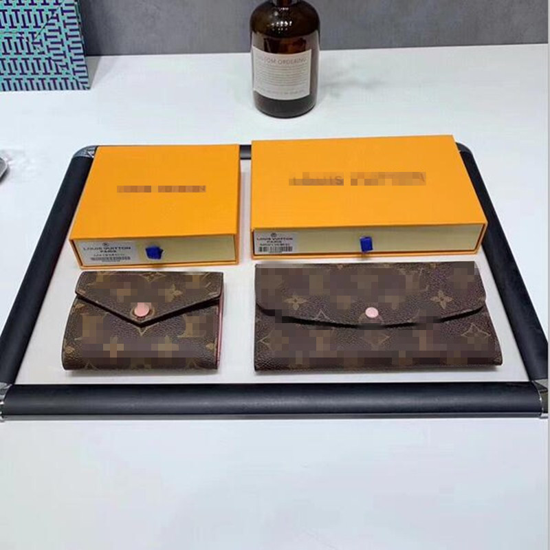 

Genuine leather women wallets Long short purses Colored buttons luxury Brown flower Lady wallet Card Holders zipper pocket designer woman Bags With original box, L2 black long-style