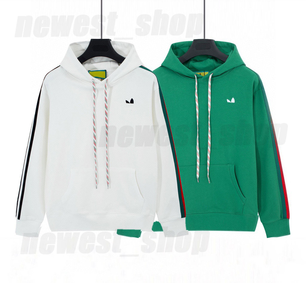 

designer mens hoodies luxury Sweatshirts drawstring classic jacquard striped fabric three leaf letter print pullover long sleeve Hoody cotton casual clothing, Gray