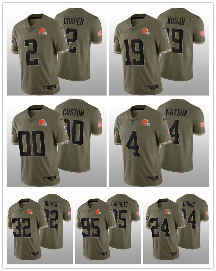 

Football Jersey Cleveland''Browns''MEN Amari Cooper Nick Chubb Myles Garrett Deshaun Watson Bernie Kosar 2022 Salute To Service