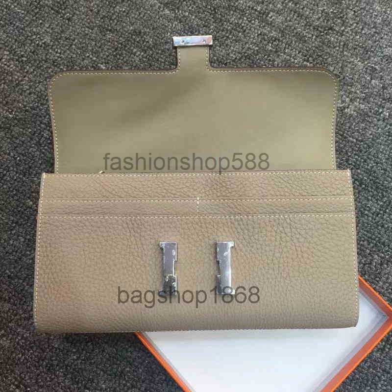 

Luxury bag Women H Handbags Autumn h Button Top Layer Lychee Grain Cowhide Leather Long Women's Purse Wallet Classic Fashion, Sapphire blue