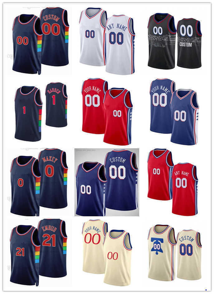 

Custom Mens Women Jersey Joel 21 Embiid James 1 Harden 76ERs' 0 Tyrese Maxey 18 Shake Milton 12 Tobias Harris Philadelphia''76ers''Basketball Jerseys 75th, Color