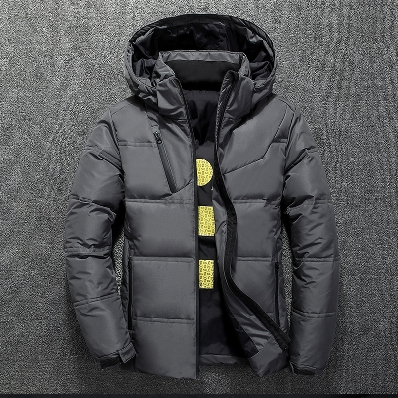 

Men's Down Parkas White Duck Jacket Men Winter Warm Solid Color Hooded Coats Thick Parka Mens Jackets Outdoor Coat 220928, Dark grey