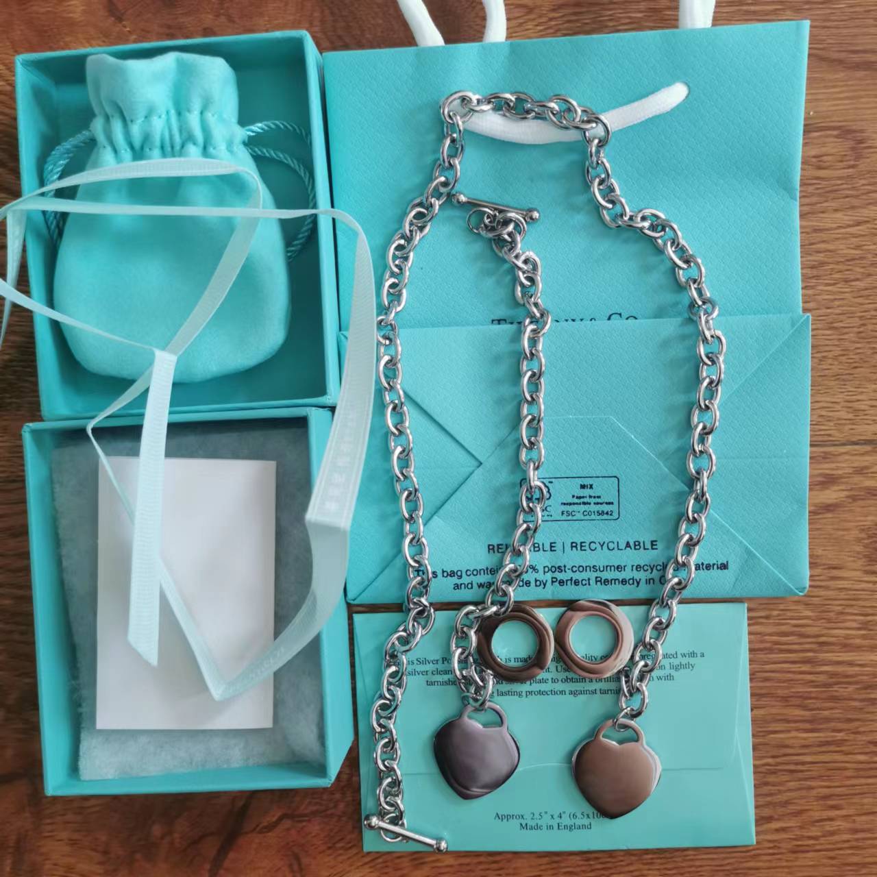 

925 Silver LOVE Necklace Bracelet Jewelry Sets womens Birthday Gift designer Big Heart jewelry Wedding Statement Pendant bracelets Necklaces Bangle, With brand gift box