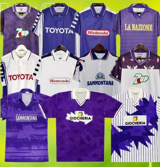 

FiorentinaS Retro Soccer Jerseys EDMUNDO BATISTUTA RUI COSTA Fiorentina Home away Football Shirt Camisas de Futebol 89 90 91 92 93 94 95 96 97 98 99 00, 98/99 away
