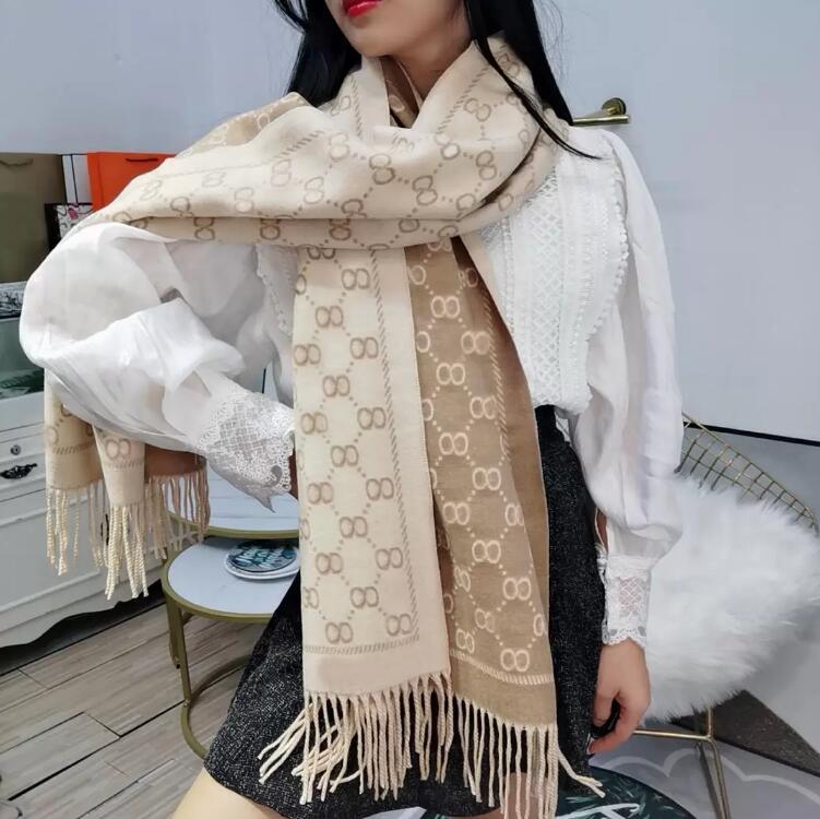 

Stylish Women Cashmere Scarf Full Letter Printed Scarves Soft Touch Warm Wraps With Tags Autumn Winter Long Shawls