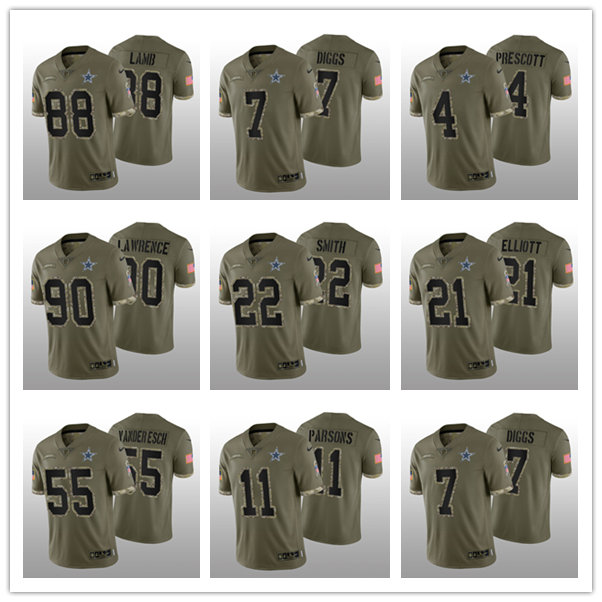 

Football Jersey Dallas''Cowboys''MEN Micah Parsons Ezekiel Elliott CeeDee Lamb Trevon Diggs Dak Prescott 2022 Salute To Service