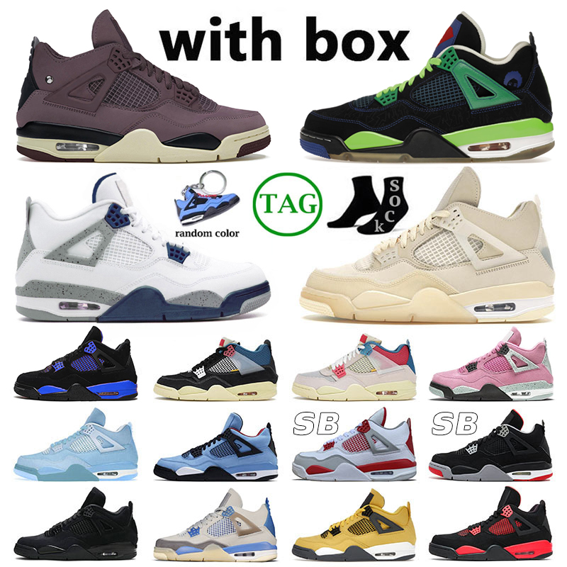 

Basketball Shoes Sneakers With Box Original White Messy Room Midnight Navy Violet Military Black Cat J4 Jumpman 4 4S Iv Mens Womens Offs Ore, 40-47 sail blue