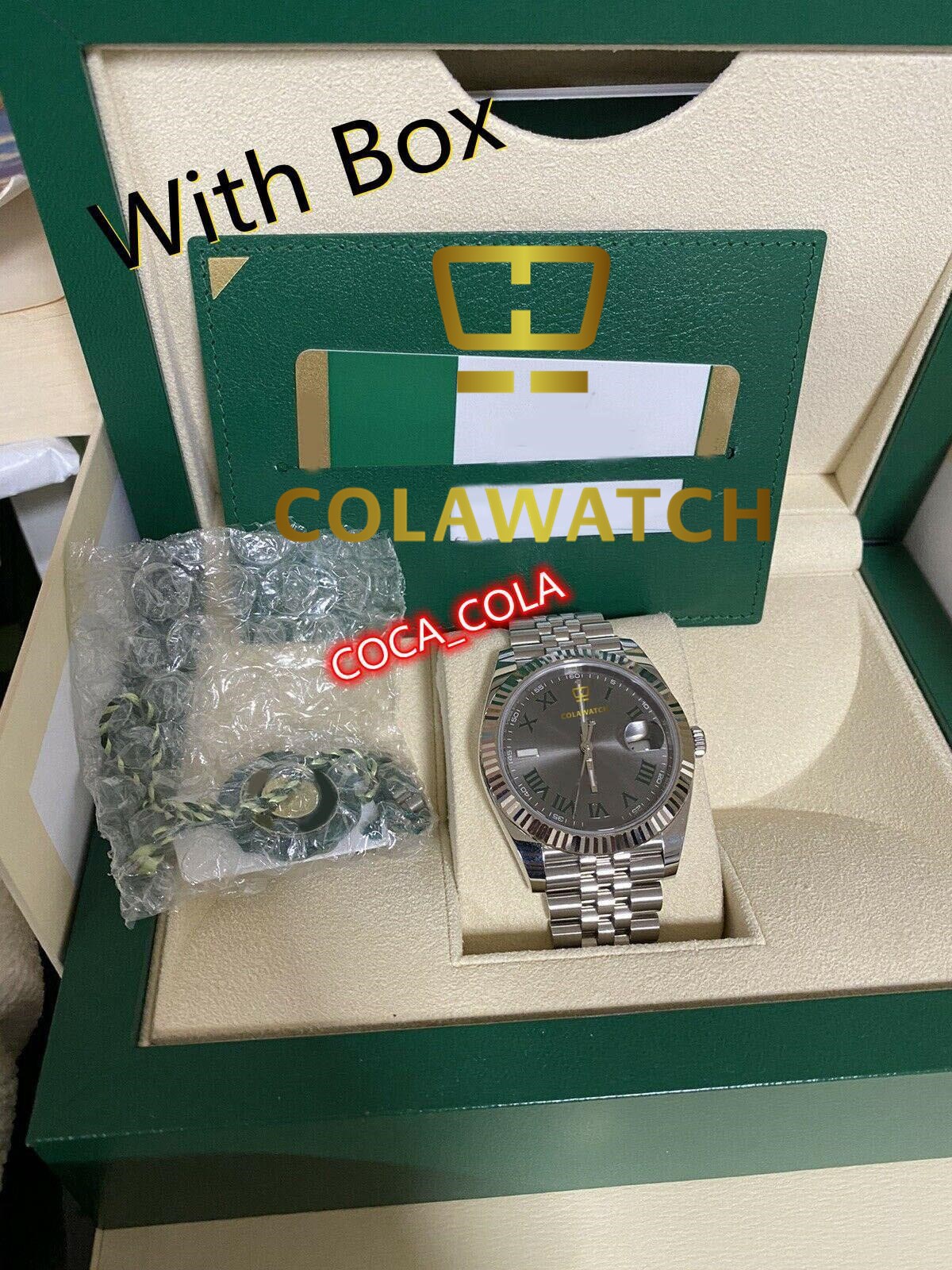 

With Box Papers high-quality Watch New Version Watches 41mm Steel Fluted Bezel Green sapphire Movement Mechanical Automatic Mens Swimming Watches