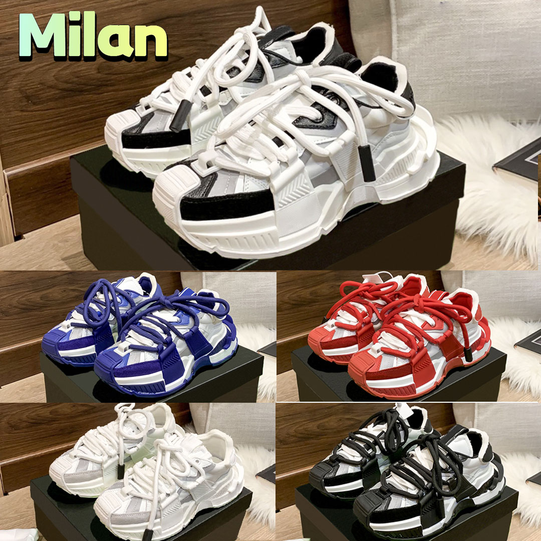 

Designer Italy Casual shoes Mixed-Material Space sneakers Milan triple white black red royal blue Fashion women comfort Platform sports trainers sneaker US 5-10