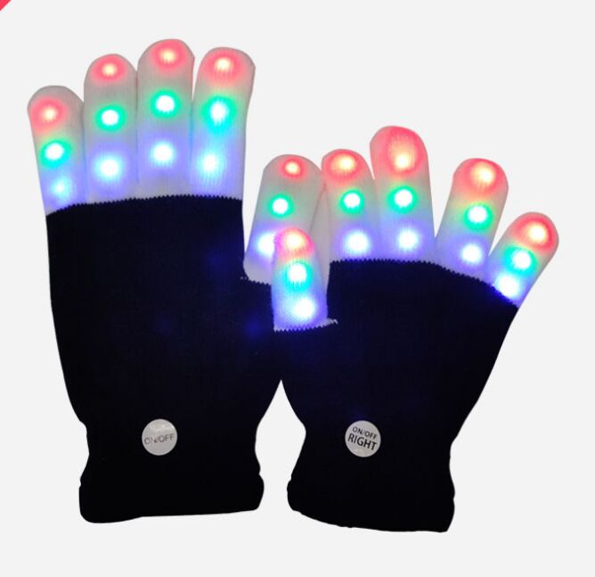 

LED Glow Glove Rave Light Flashing Gloves 7 Mode Lights Up Finger Tip Lighting Party Decor Christmas Gift