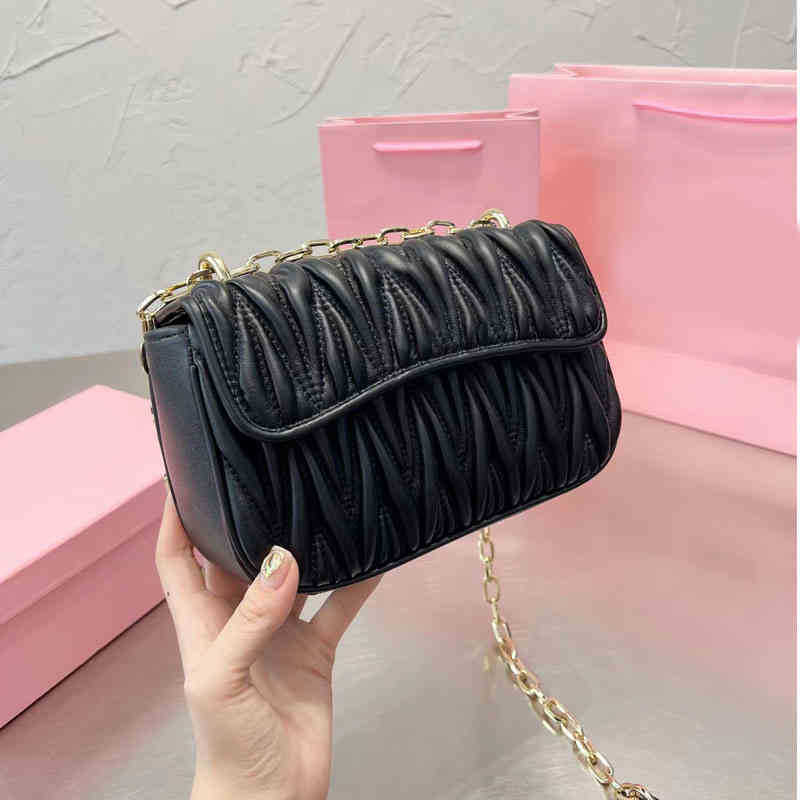 

Evening Bags Shoulder Crossbody Women Wrinkled Leather Purse High Qulity Vintage Brushed Metal Handbag Chain Pleated Lady Clutch 220905, Pink