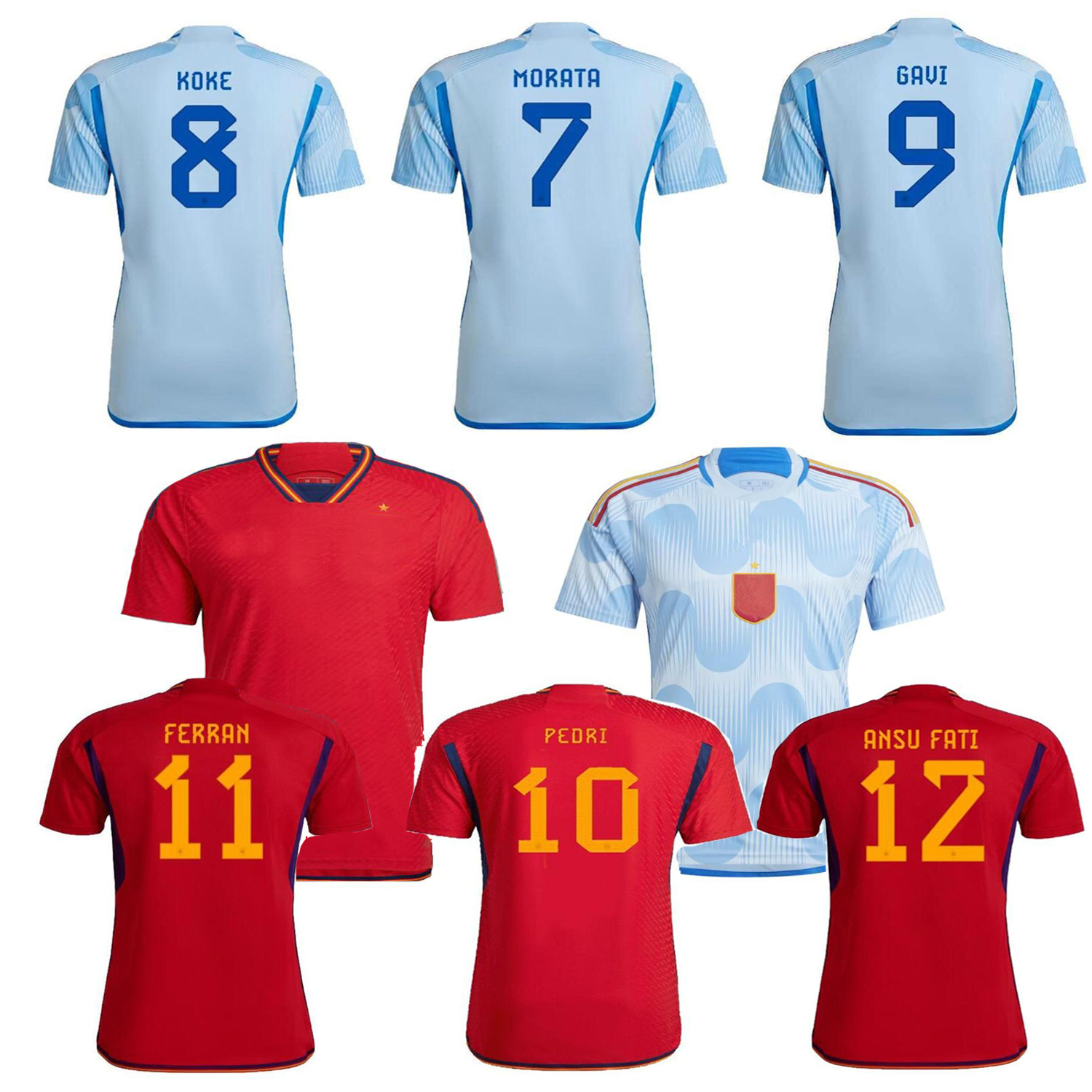 

2022 PEDRI World Cup Soccer Jersey Camiseta Espana Football Shirt Home Away MORATA KOKE GAVI FERRAN SERGIO GARCIA SARABIA LAPORTE 22 23 National Football Uniforms, 2022 home