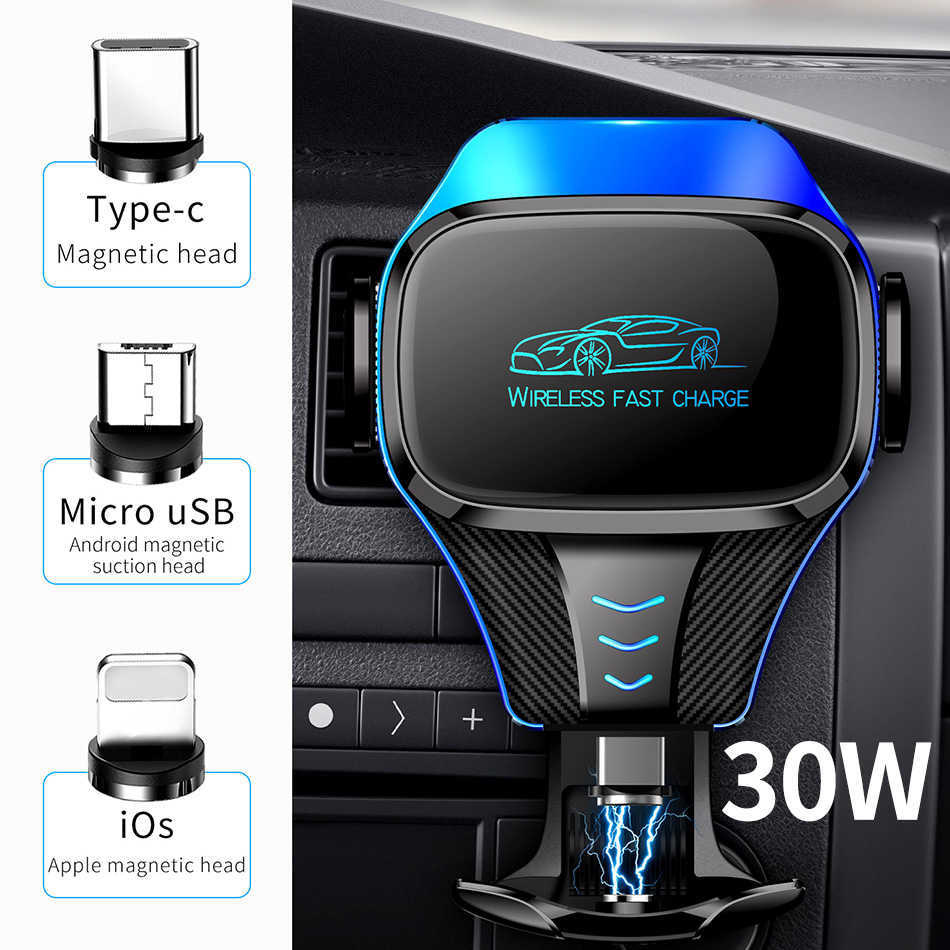 

30W Car Wireless Charger Holder For Iphone 11 12 Pro Max Fast Charging Car-Charger Induction Charger, Color