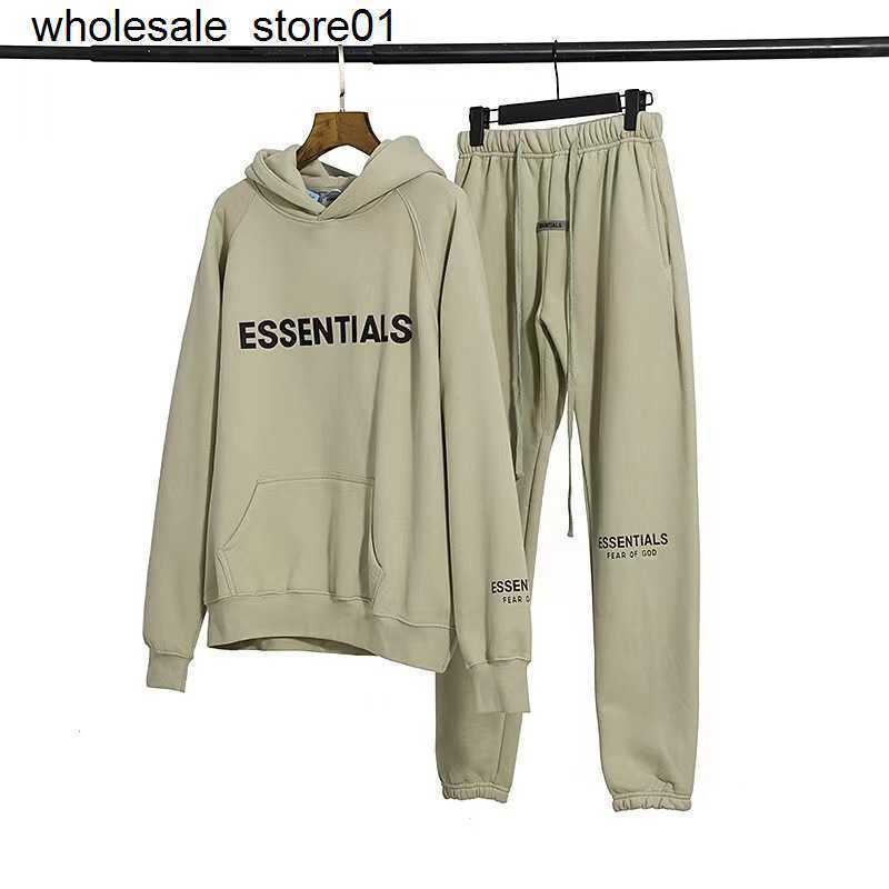 

Men' designer Tracksuits essential fashion brand suit Plush essential Hoodie casual pants, Matcha green suit