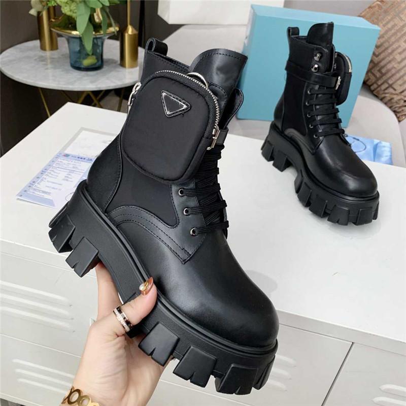 

2021 Women Mens Boots 36-45 Quality Rois Martin Ankle Genuine Leather Military Combat Models Platform Bag Boot Triple Cowhide Motorcycle Shoes Box