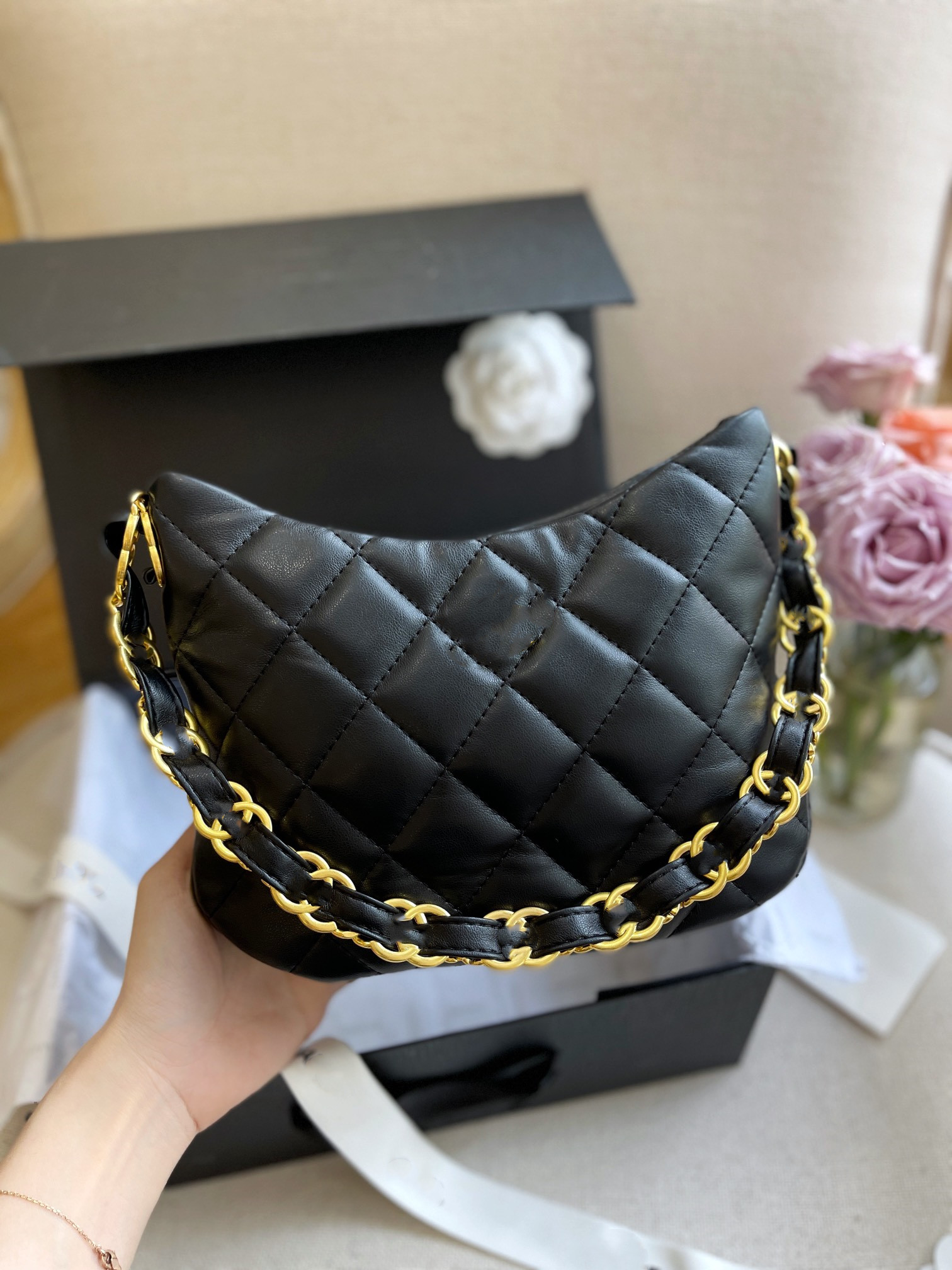 

22K small hobo Subaxillary bag Shoulder Bags Fashion Hardware chain bag pu leather Shopping Satchels Luxury designer purses handbag envelope wallet Cross Body tote, Customize