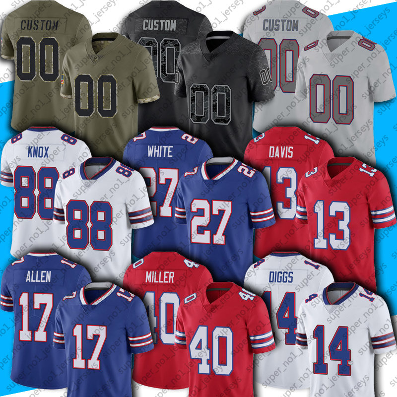 

17 Josh Allen Von Miller Jersey Football TreDavious White Stefon Diggs Gabriel Davis Buffalos Jerseys Billes Dawson Knox Oliver Kaiir Elam Tyler Bass Hyde James Cook, Man custom jersey (bie)