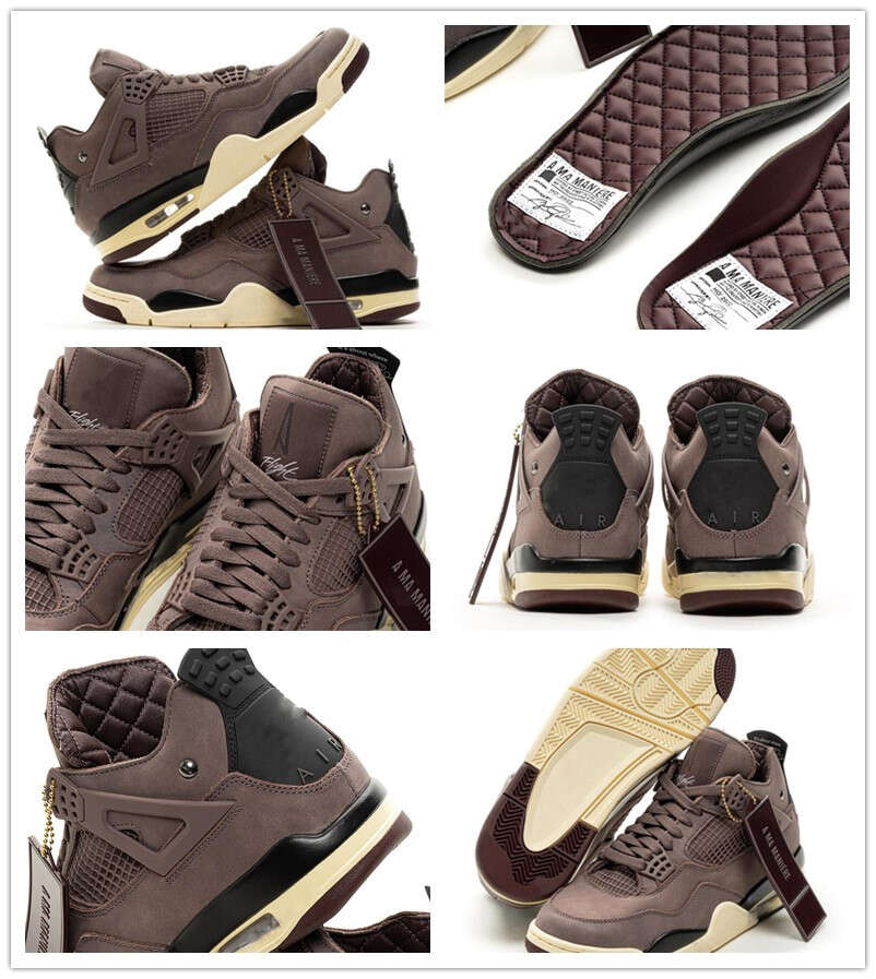 

Shoes Mens Bred J4 4s A Ma Maniere x Violet Ore VibeTrainers Jumpman Women sports sneakers US 5.5-13, A ma maniére x violet ore