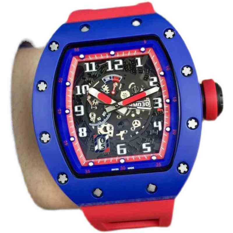 

watches wristwatch Luxury richa milles designer men's fully automatic mechanical watch ceramic hollow out personalized tape calendar lightw, Black