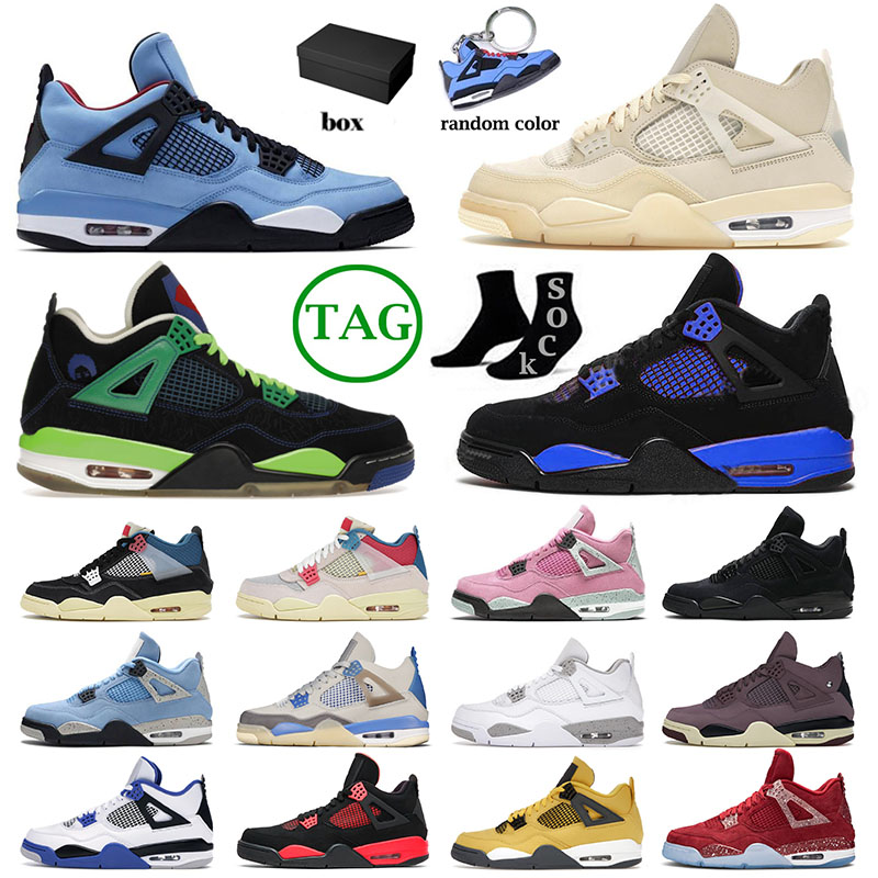 

With Box Jumpman 4 Basketball Shoes Doernbecher 4s IV Motorsport Retro Cactus Jack Blue Thunder Black Cats Sail Pink White Oreo Sports, 36-47 2 sail