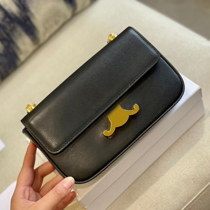

Luxurys Designer Bags Women bag TEEN TRIOMPHE shoulder bag Classic Style solid color Fashion Chain Lady Totes handbags black white brown with box
