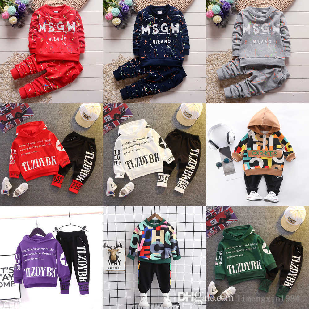 Toddler Baby sets des créateurs vêtements imprimés à manches longues T-shirt et pantalon Sportswear Kids Spring Automne Tenues de 1 à 4 ans