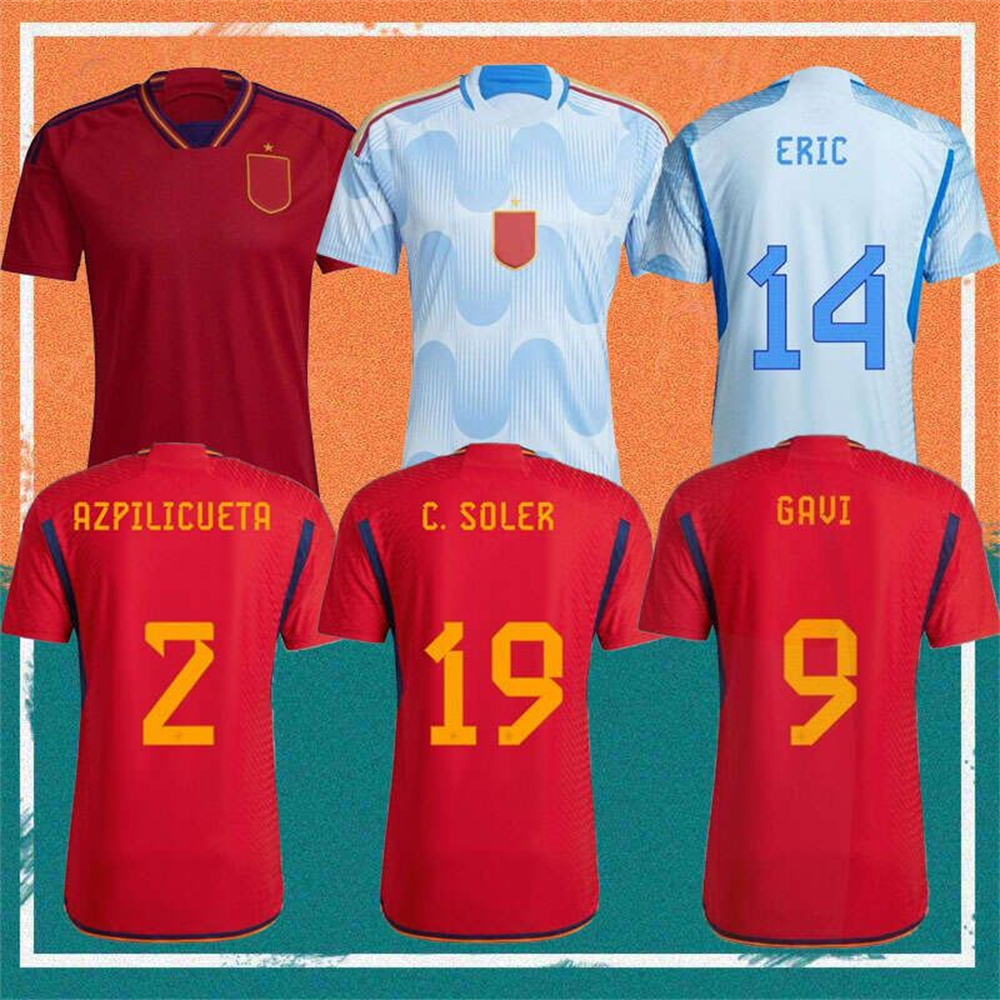 22 23 maillots de football de la Coupe du monde MORATA KOKE GAVI PEDRI FERRAN SERGIO Shirt JORDI ALBA SARABIA GARCIA SARABIA LAPORTE Équipe natio
