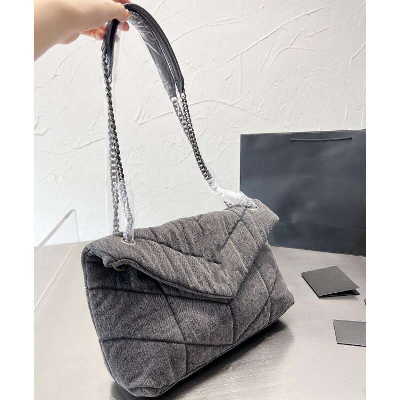 

Evening Bags Denim Luxury Bags Washed Messenger Bag Puffer Fashion Classic Flap Bag Pocket Chain Cowboy Crossbody High Quality Designer WomM, Blue